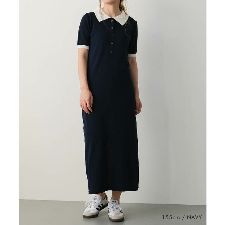 バイカラー襟付きニットワンピース 春 夏 M | aquagarage | 詳細画像11 