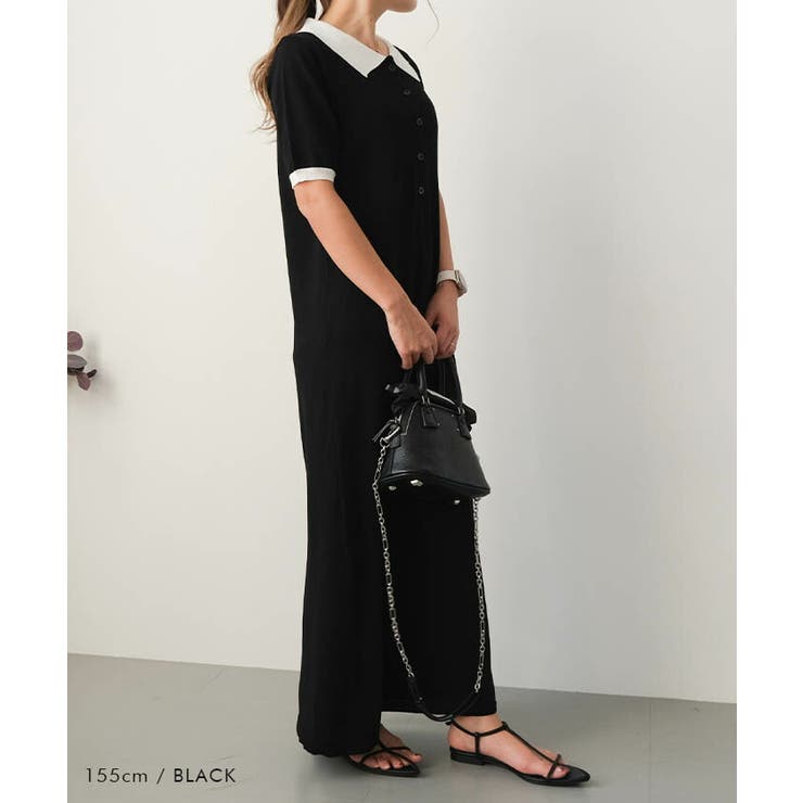 バイカラー襟付きニットワンピース 春 夏 M | aquagarage | 詳細画像6 