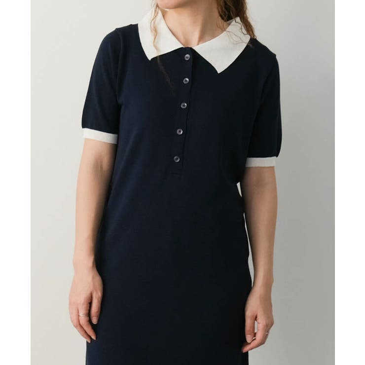 バイカラー襟付きニットワンピース 春 夏 M | aquagarage | 詳細画像8 