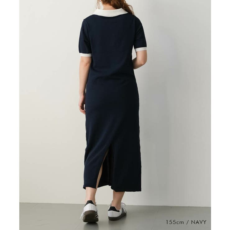 バイカラー襟付きニットワンピース 春 夏 M | aquagarage | 詳細画像9 