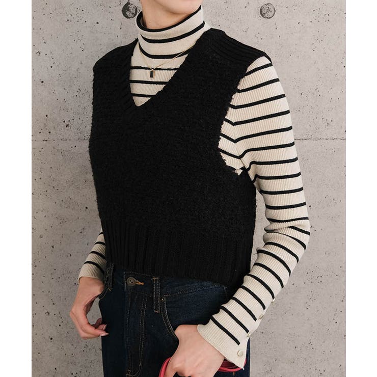 ファンシーヤーンリブ切り替えベスト | aquagarage | 詳細画像14 