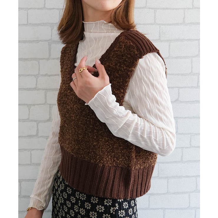 ファンシーヤーンリブ切り替えベスト | aquagarage | 詳細画像9 