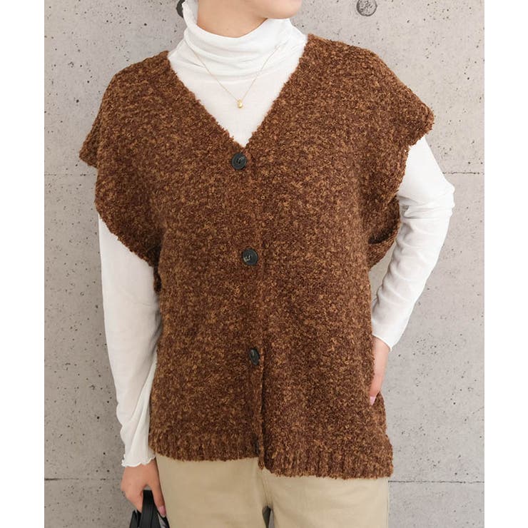 ファンシーヤーン前ボタンベスト | aquagarage | 詳細画像7 