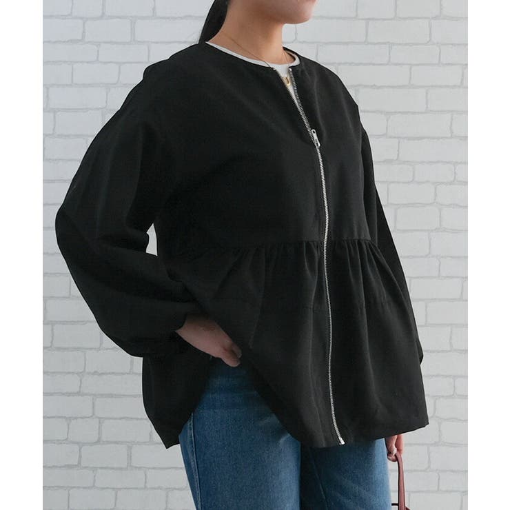 ペプラムジップブラウス  春  秋 冬 | aquagarage | 詳細画像3 