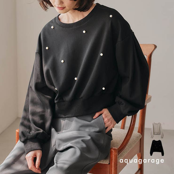 袖ボリュームパールトップス 秋 冬 M レディース | aquagarage | 詳細画像1 
