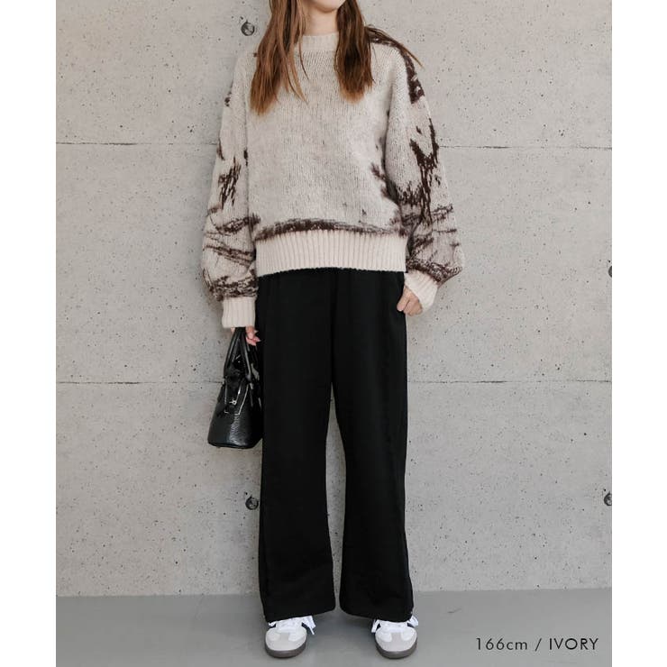 やわらかな色合いと独特な柄が印象的！ニュアンス柄ニットトップス | aquagarage | 詳細画像6 