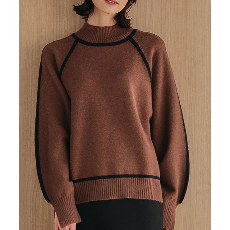 配色の切り替えデザインがアクセント！カシミアタッチ配色ニットトップス | aquagarage | 詳細画像3 