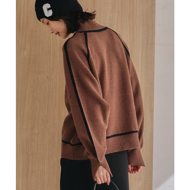 配色の切り替えデザインがアクセント！カシミアタッチ配色ニットトップス | aquagarage | 詳細画像7 
