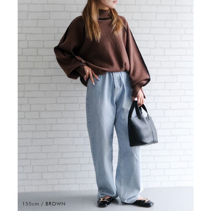 配色の切り替えデザインがアクセント！カシミアタッチ配色ニットトップス | aquagarage | 詳細画像11 