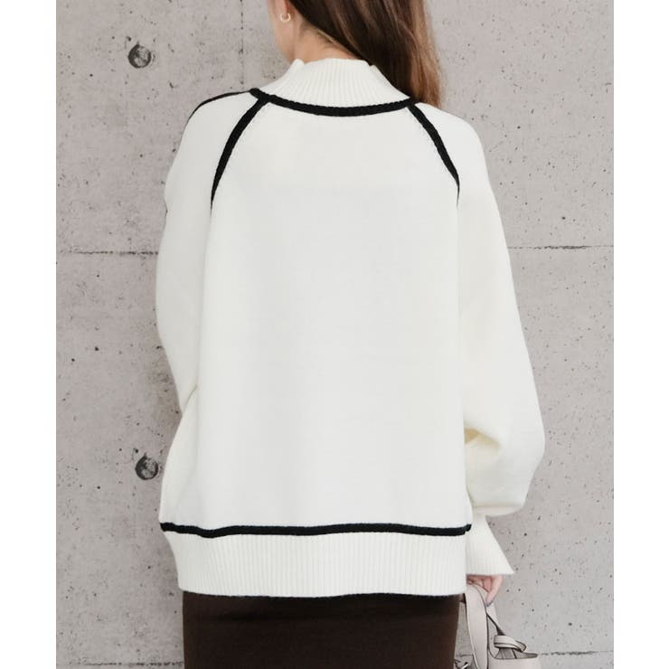 配色の切り替えデザインがアクセント！カシミアタッチ配色ニットトップス | aquagarage | 詳細画像12 