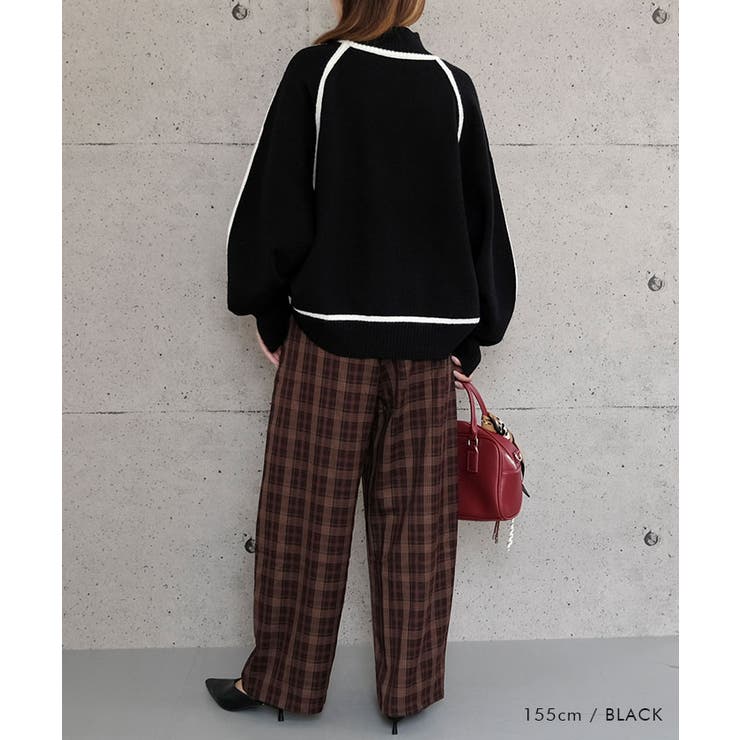 配色の切り替えデザインがアクセント！カシミアタッチ配色ニットトップス | aquagarage | 詳細画像16 