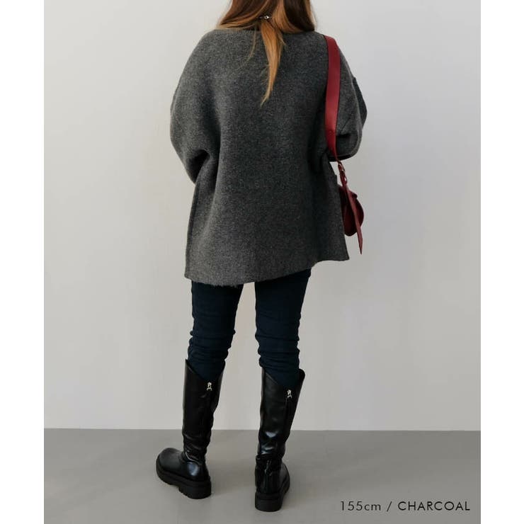 ワイドスリーブノーカラーニットジャケット 秋 冬 M  レディース | aquagarage | 詳細画像8 