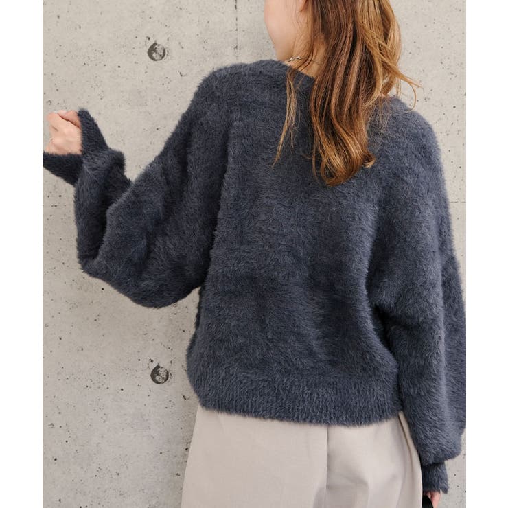 思わず触れたくなるようなふわふわシャギー素材袖口スリットシャギーニットトップス | aquagarage | 詳細画像6 