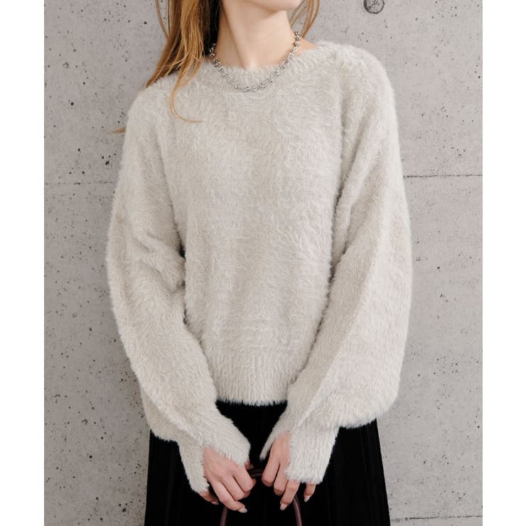 思わず触れたくなるようなふわふわシャギー素材袖口スリットシャギーニットトップス | aquagarage | 詳細画像10 