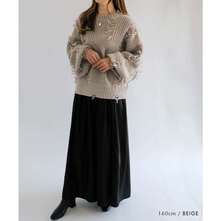 ダメージフリンジニットトップス 秋 冬 M  レディース | aquagarage | 詳細画像5 