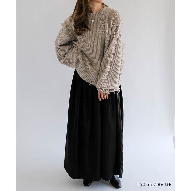 ダメージフリンジニットトップス 秋 冬 M  レディース | aquagarage | 詳細画像7 