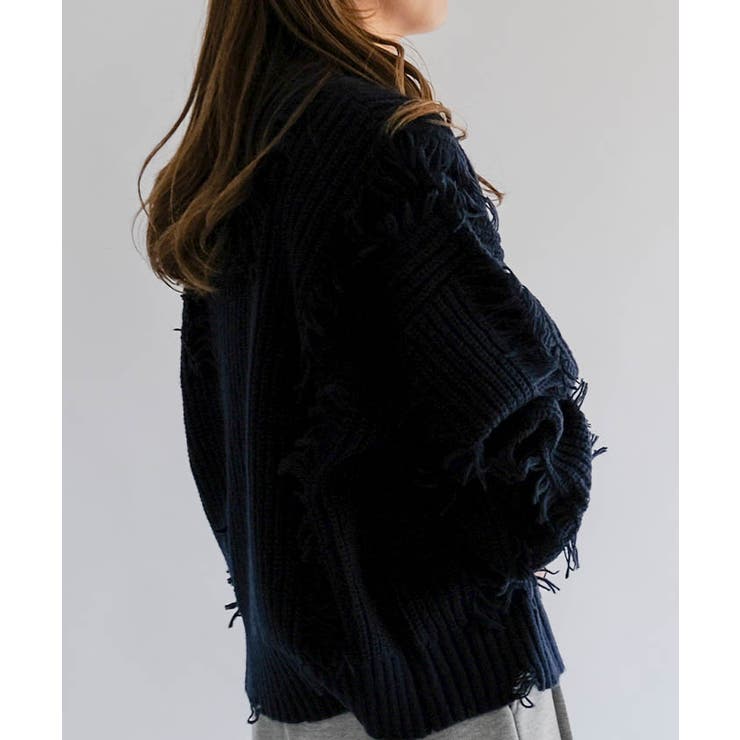 ダメージフリンジニットトップス 秋 冬 M  レディース | aquagarage | 詳細画像9 