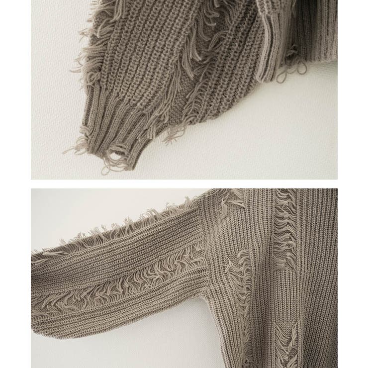 ダメージフリンジニットトップス 秋 冬 M  レディース | aquagarage | 詳細画像12 
