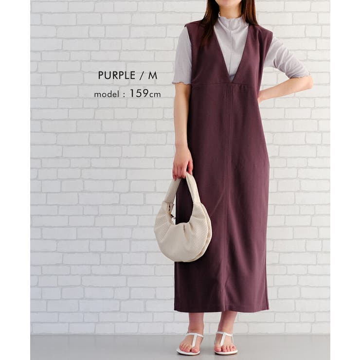 Iラインのシルエットで細見え効果◎Vネックジャンパースカート | aquagarage | 詳細画像19 