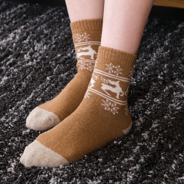 キャメル | 裏パイル起毛ルームソックス | aquagarage