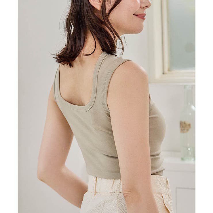 スクエアカットリブニットタンクトップ 春 夏 秋 | aquagarage | 詳細画像18 