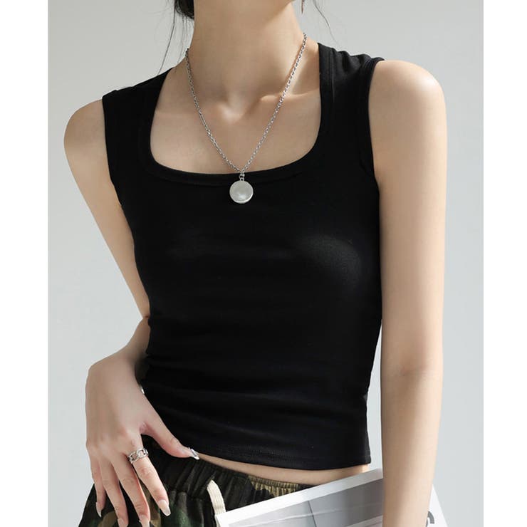 スクエアカットリブニットタンクトップ 春 夏 秋 | aquagarage | 詳細画像29 