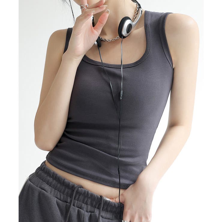 スクエアカットリブニットタンクトップ 春 夏 秋 | aquagarage | 詳細画像25 