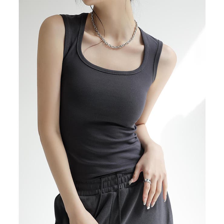 スクエアカットリブニットタンクトップ 春 夏 秋 | aquagarage | 詳細画像27 