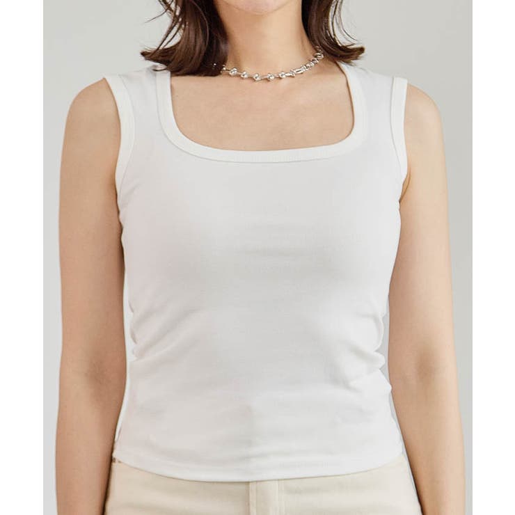 スクエアカットリブニットタンクトップ 春 夏 秋 | aquagarage | 詳細画像5 