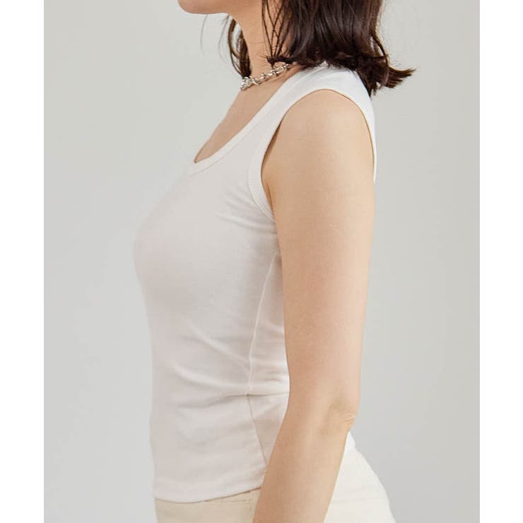 スクエアカットリブニットタンクトップ 春 夏 秋 | aquagarage | 詳細画像6 