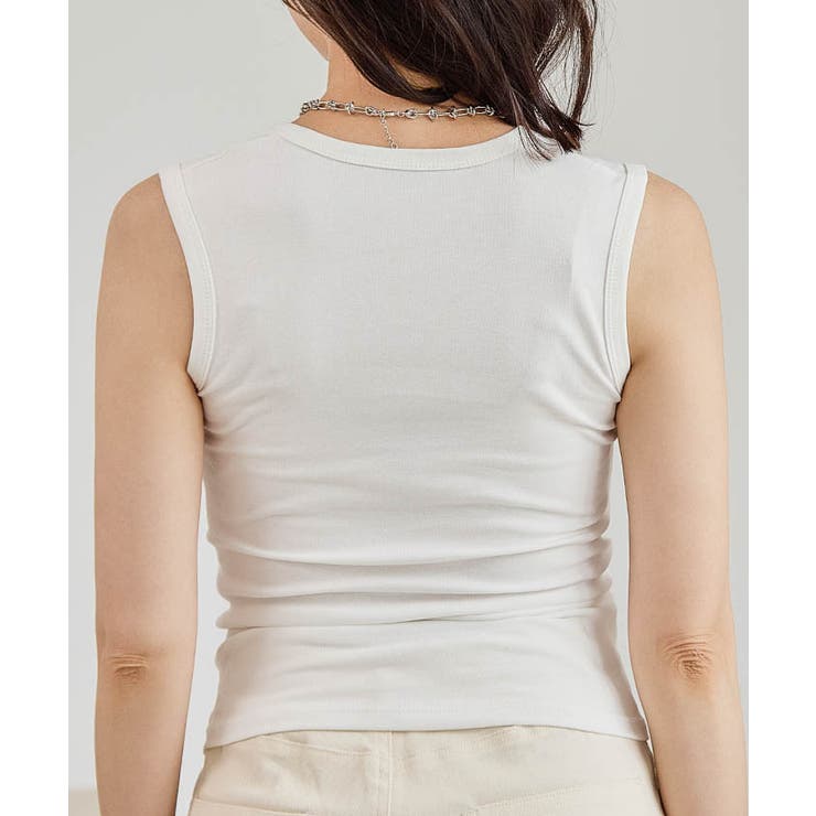 スクエアカットリブニットタンクトップ 春 夏 秋 | aquagarage | 詳細画像7 