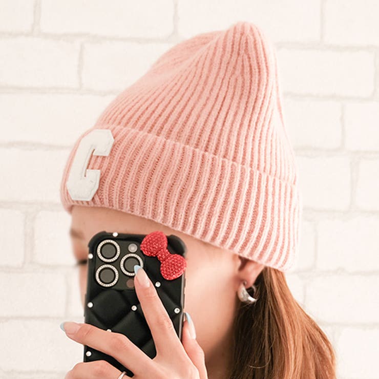 ピンク | Cロゴニット帽 レディース 春 秋 冬 | aquagarage