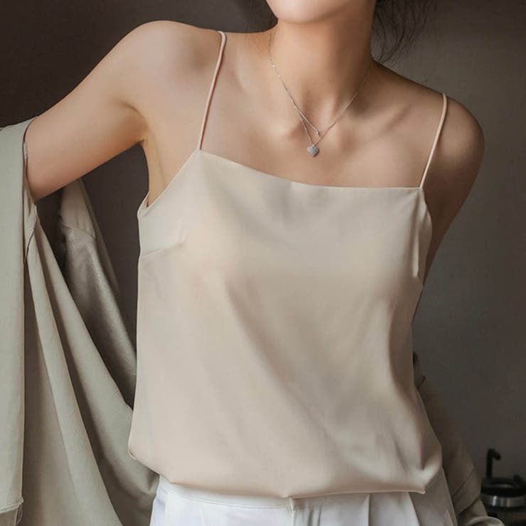 ベージュ | シルクタッチブラトップキャミソール | aquagarage
