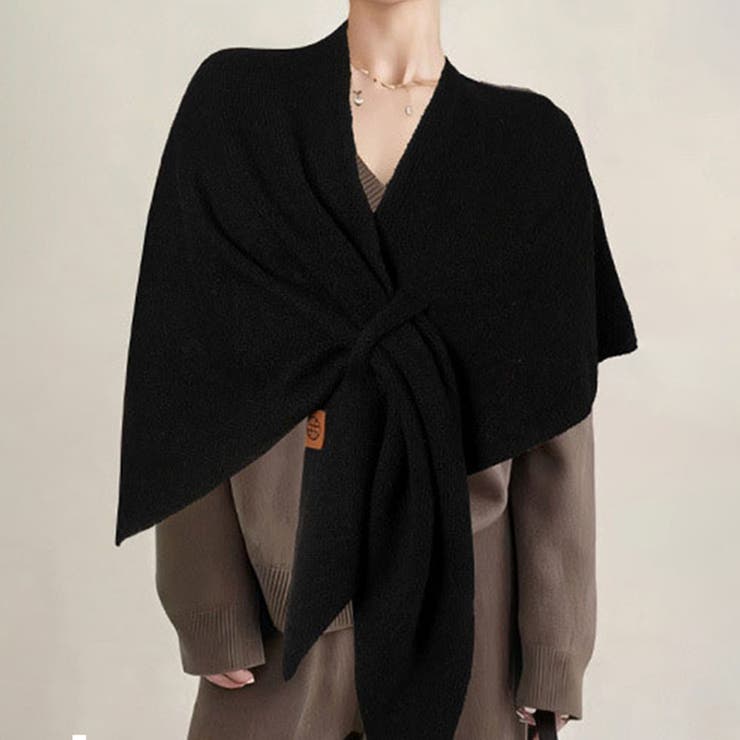 ブラック | 大判三角マフラー  秋 冬 | aquagarage