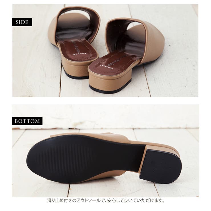 ワイドレザーローヒールサンダル レディース ブラック | aquagarage | 詳細画像8 