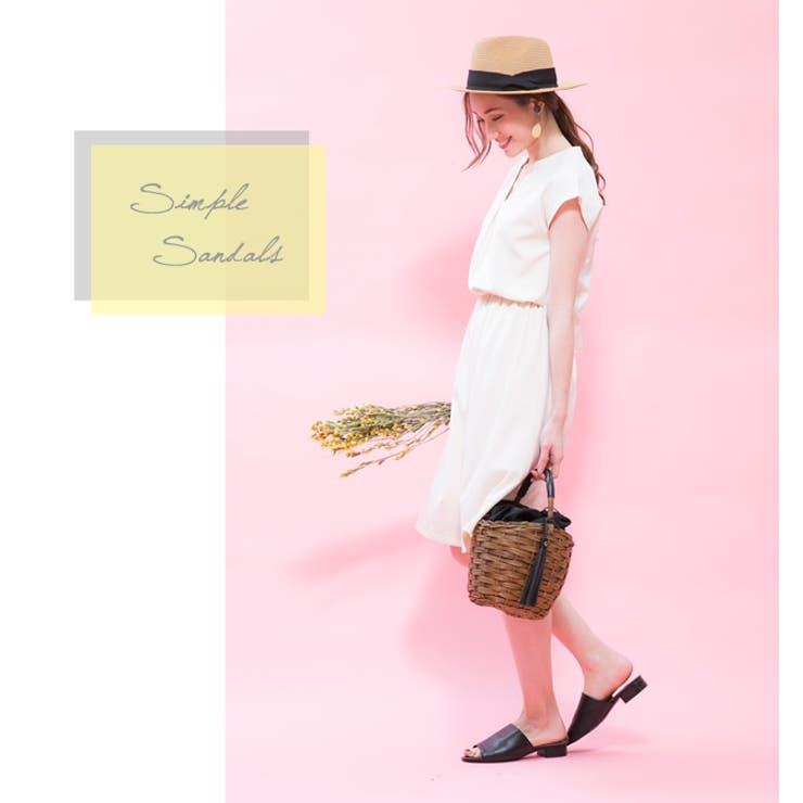 ワイドレザーローヒールサンダル レディース ブラック | aquagarage | 詳細画像12 