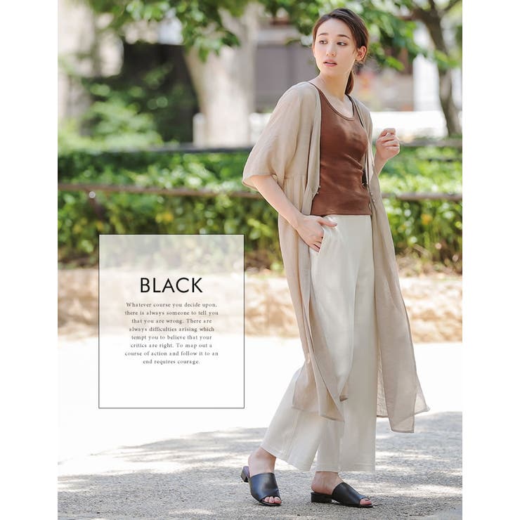 ワイドレザーローヒールサンダル レディース ブラック | aquagarage | 詳細画像9 