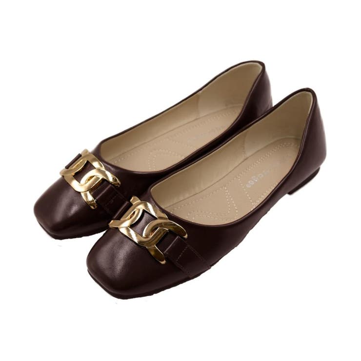 ブラウン | 歩きやすさと美しさを兼ね備えたビット付きローヒールパンプス | aquagarage