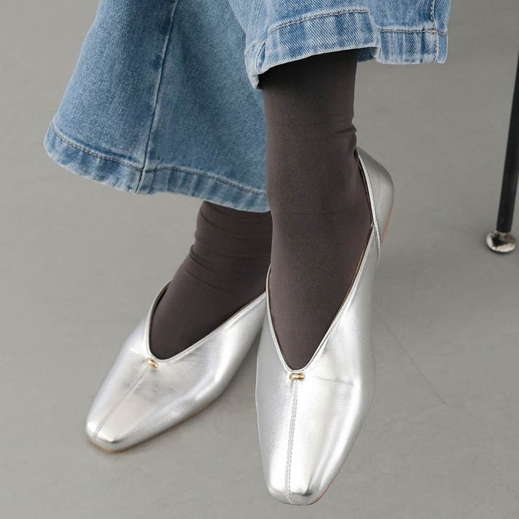 シルバー | スクエアトゥローヒールパンプス レディース | aquagarage