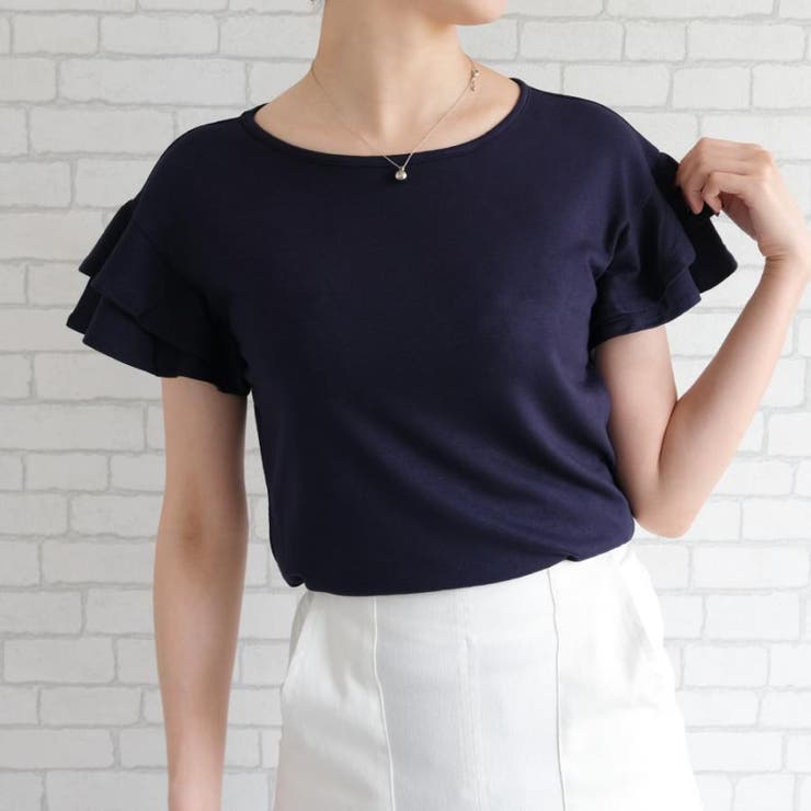 ネイビー | ボリューム フリル袖カットソー カットソー | aquagarage