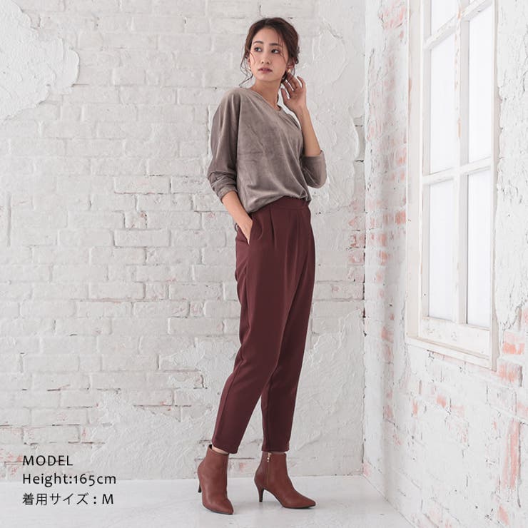 ブラウン | ラップ風テーパードパンツ ボトムス レディース | aquagarage