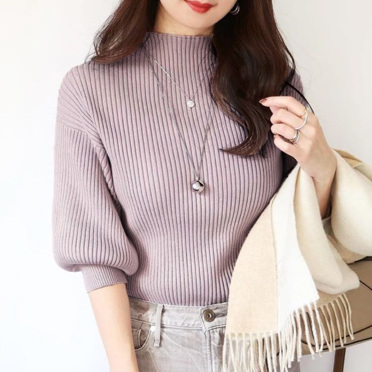 ピンクパープル | ぽわん袖ニットトップス | aquagarage