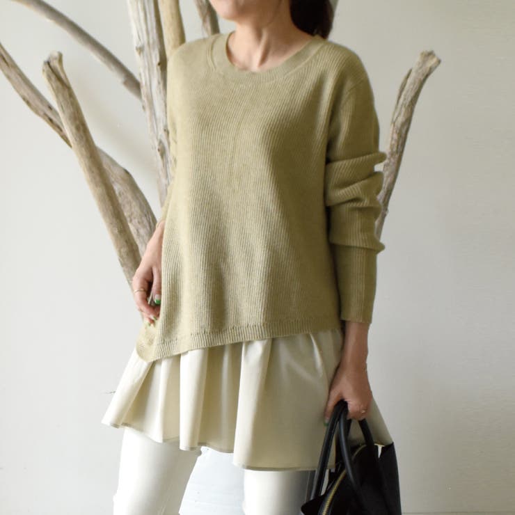 グレージュ | 1枚でレイヤードが決まる！レイヤードヘムニットトップス | aquagarage