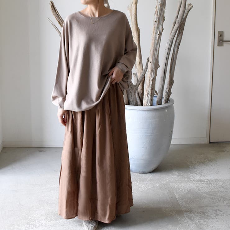 グレージュ | 女性らしいリラクシーなドルマンスリーブニット | aquagarage