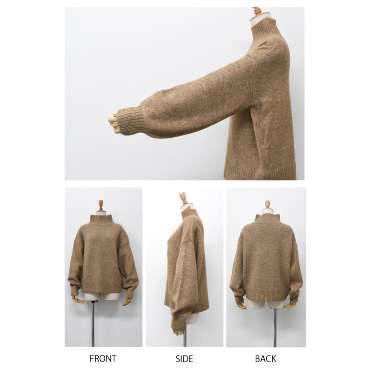 ふわふわの質感でチクチクしない！ボトルネックボリューム袖ニット | aquagarage | 詳細画像13 