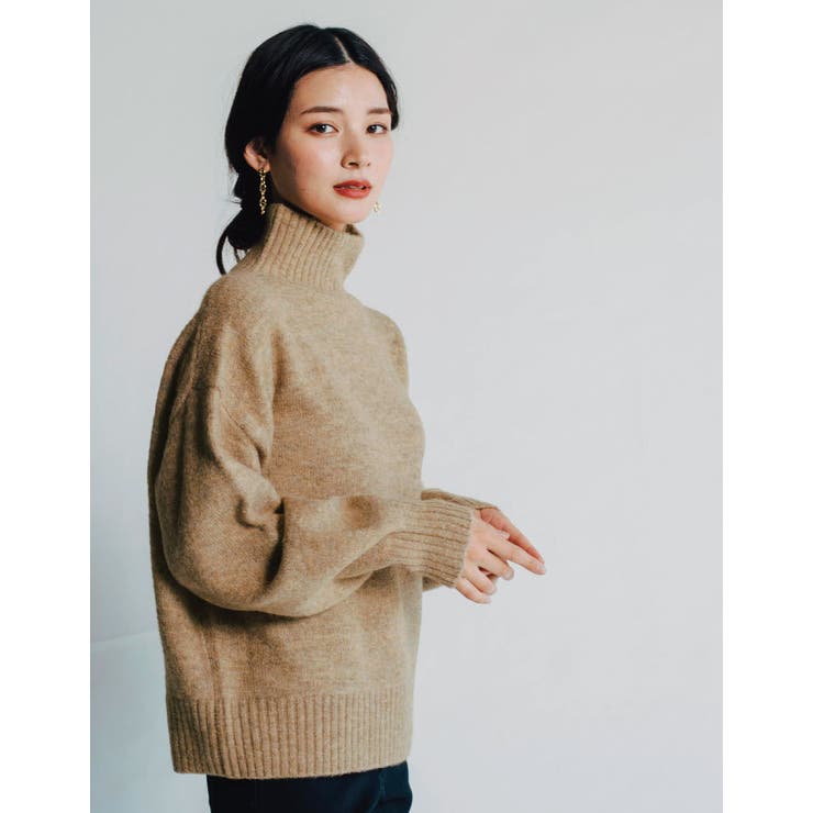 ふわふわの質感でチクチクしない！ボトルネックボリューム袖ニット | aquagarage | 詳細画像8 