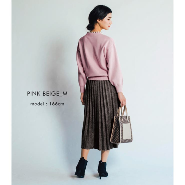 クルーネックに大ぶりのパールを施した上品なニットトップス | aquagarage | 詳細画像12 