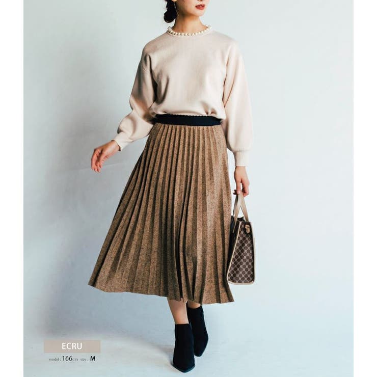 クルーネックに大ぶりのパールを施した上品なニットトップス | aquagarage | 詳細画像17 