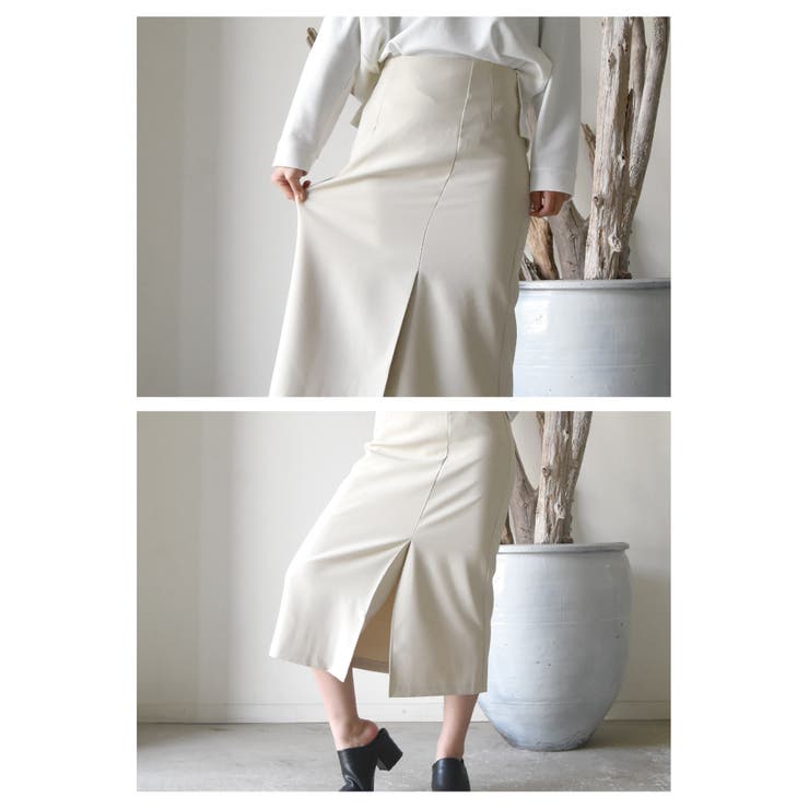 女性らしいムードが感じられる！フロントスリットHラインスカート | aquagarage | 詳細画像8 