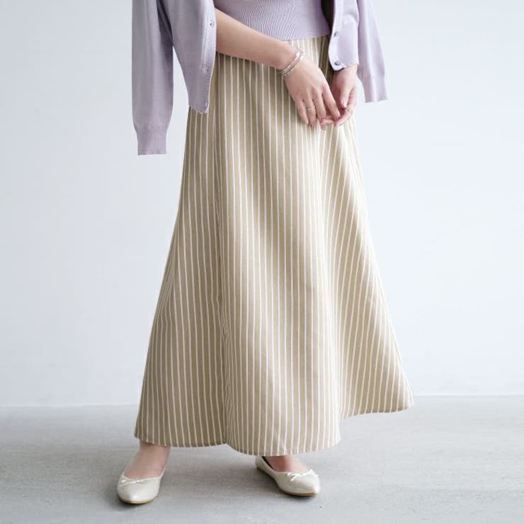 大人美シルエットに仕上がる♪無地orストライプから選べるサマーフレアスカート | aquagarage | 詳細画像2 